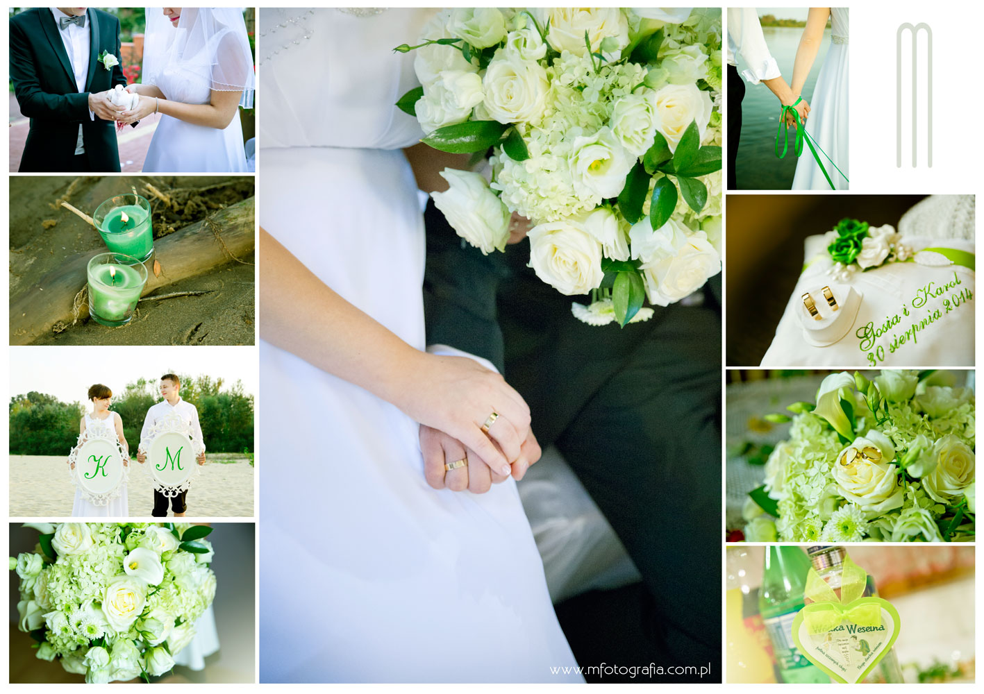 fotografia ślubna - zielone dodatki ślubne